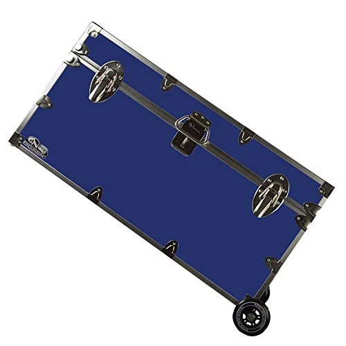 C&N Footlockers College Dorm Room & Summer Camp Lockable Trunk Footlocker With Wheels - Undergrad Trunk Available In 20 Colors - Large: 32 X 18 X 16.5 Inches (Royal Blue)