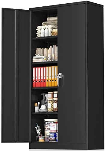 Greenvelly Metal Storage Cabinet 72β Black Garage Steel Locking Cabinet With Doors And 4 Adjustable Shelves, Tall Tool Cabinets Lockable File Cabinet For Home Office, Metal Classroom Cabinet Basement - Image 8