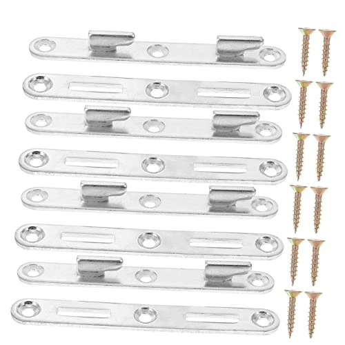 Veemoon 4 Sets Bed Rail Fasteners Metal Bracket Metal Balusters Carassosories Bed Frame Hardware Bed Rail Fittings Bed Replacement Parts Flat Silver Round Bed Iron Headboard Brackets
