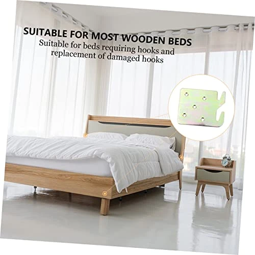 VILLCASE Bed Rail Hooks 4pcs Hooks Plate Wood Duty Connectors Rail Bracket For Frame Bed Fittings Plates Construction Wooden Hook Heavy Accessories Beds Bed Rail Brackets - Image 2