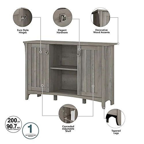 Bush Furniture Salinas Accent Storage Cabinet With Doors, Driftwood Gray - Image 3