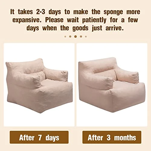 HollyHOME Bean Bag Sofa Chair, 37LB Memory Foam Filled Lounge Arm Puff Chair, Upholstered Single Couch With Washable Cover, Padded Lazy Sofa For Living Room, Bedroom, 32"(D) X34(W) X28(H), Grey - Image 6