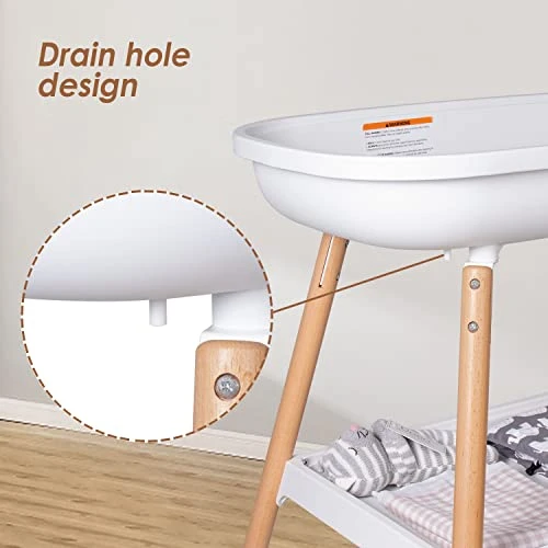 Beberoad Love Baby Changing Table Dresser Diaper Station With Changing Pad Adjustable Height Top Changing Table With Nursery Organizer And Large Storage Rack For Newborn Baby And Infant (White) - Image 2