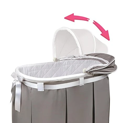 Wishes Oval Rocking Baby Bassinet With Bedding, Storage, And Pad - Image 6