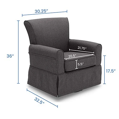 Delta Children Upholstered Glider Swivel Rocker Chair, Charcoal - Image 4