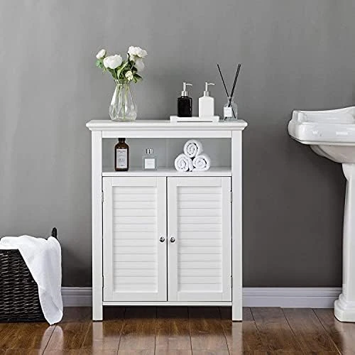 Glitzhome 65.5" H Over-The-Toilet Space Saver Storage Bathroom Cabinet With 1 Adjustable Shelf And 2-Door, White - Image 6