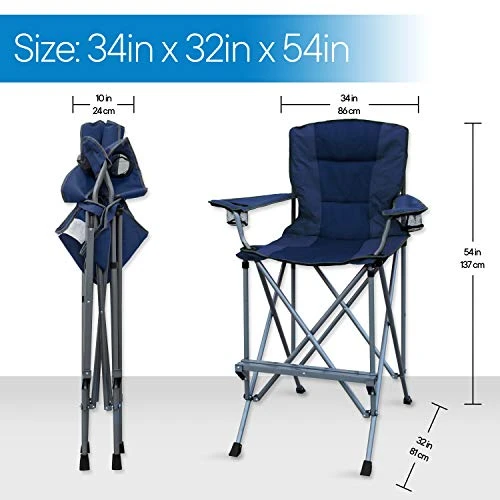 Extra Tall Folding Chair - Bar Height Director Chair For Camping, Home Patio And Sports - Portable And Collapsible With Footrest And Carrying Bag - Up To 300 Lbs Weight Capacity (Blue) - Image 5