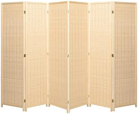 Legacy Decor 3 Panel Natural Color Wood And Bamboo Weave Room Divider - Image 4