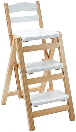 QQXX Folding Bar Stool Multifunctional 3 Step Ladder,Solid Wood Ladder Stool Counter Height Tall Stool,Portable Foldable Stool Step Stool For Adults Kitchen Outdoor(21.5β X 15.7β X 34.6β, Gray) - Image 10