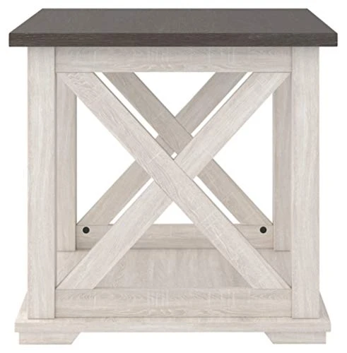 Signature Design By Ashley Dorrinson Square Modern Farmhouse End Table, Two Tone White & Brown - Image 3