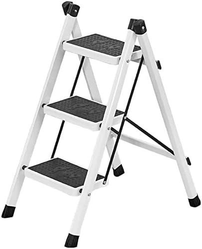 FORIVE 3 Step Ladder Folding Stool With Anti-Slip Wide Pedal, Aluminum Lightweight Portable Stairs, Multi-use Foldable Shelf For Home Office, Black - Image 7