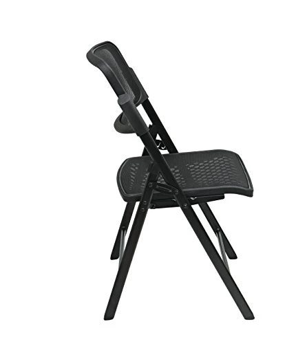 Office Star Deluxe Breathable ProGrid Seat And Back Folding Chair 2-Pack, Black Finish Frame - Image 3