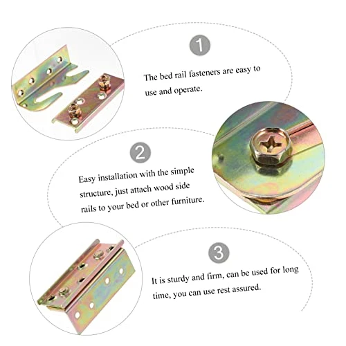 DOITOOL 4 Pcs Bed Hinge Heavy Duty Bed Frame Non- Mortise Bed Bracket Bed Rail Brackets Frame Holder Stand Rust Proof Frame Bracket Furniture Rail Bracket No Mortise Bed Brackets Iron Bed - Image 3