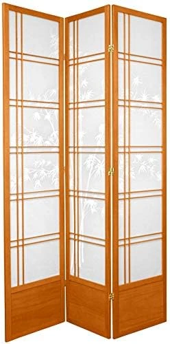 Oriental Furniture 7 Ft. Tall Bamboo Tree Shoji Screen - Honey - 5 Panels - Image 5