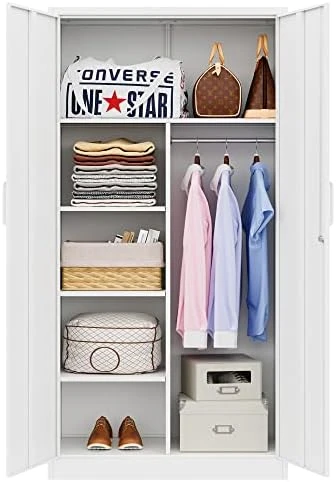 MIIIKO Steel Cabinet Wardrobe, Metal Locker Cabinet With Hanging Rod, Metal Clothing Locker Storage For Home, Office, Garage And Changing Room - Image 12