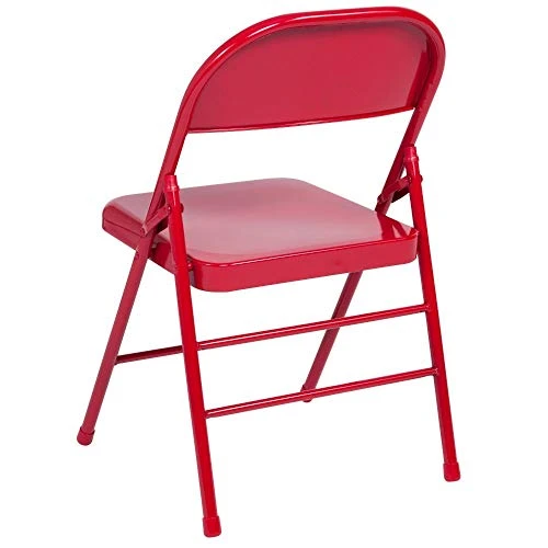 Flash Furniture 2 Pack HERCULES Series Triple Braced & Double Hinged Red Metal Folding Chair - Image 5