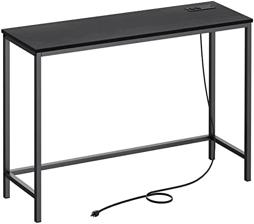 Lifewit Console Entryway Table With 2 Power Outlets And 2 USB Ports,Industrial Narrow Sofa Table For Hallway, Living Room,Bedroom,Kitchen, Metal Frame (Black, 39.4" L X 11.8" W X 28.3" H) - Image 7