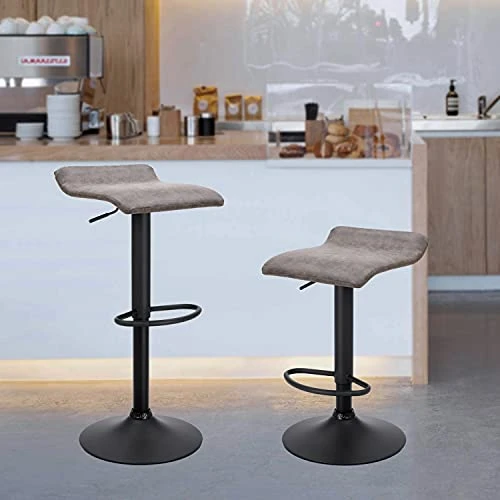 Finnhomy Set Of 2 Adjustable Bar Stools, Swivel Barstools For Kitchen Counter Height Chair, Retro Grey - Image 2