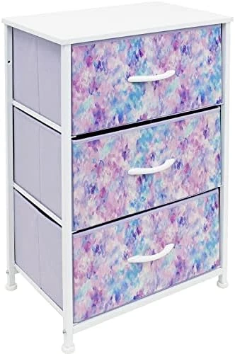 Sorbus Dresser Storage Tower, Organizer Drawers For Closet Boys & Girls Bedroom Bedside Furniture, Chest For Home, College Dorm, Steel Frame, Wood Top, Tie-dye Fabric Bins (4-Drawer, Blue/Pink/Purple) - Image 15