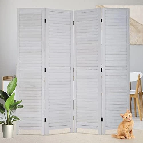 BLKMTY Room Divider 3 Panel Folding Screen Wood Screen Dividers 6ft Tall Privacy Screen Freestanding Portable Partition Wall Divider Space Seperate Indoor Home Furniture For Bedroom, White - Image 7