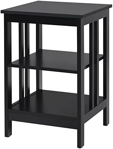 KOTEK 3-Tier Nightstand Set Of 2, Wooden Sofa Side Table With Storage Shelves, Stable Structure, Accent Table Bedside Table End Table For Bedroom, Living Room, Easy Assembly (Black) - Image 6
