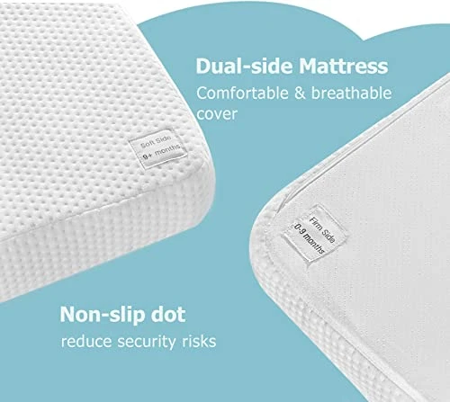 UBBCARE Waterproof Pack And Play Mattress, Portable Crib Mattress For Babies And Toddlers, Memory Foam 38 X 26 X 3 Inches Dual Sided Mattress, Washable Cover & Storage Bag - Image 4