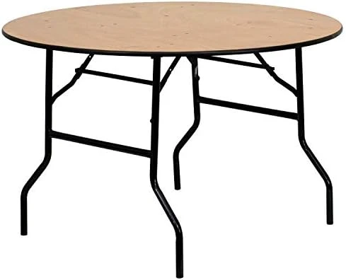 Flash Furniture 5-Foot Round Wood Folding Banquet Table With Clear Coated Finished Top - Image 5