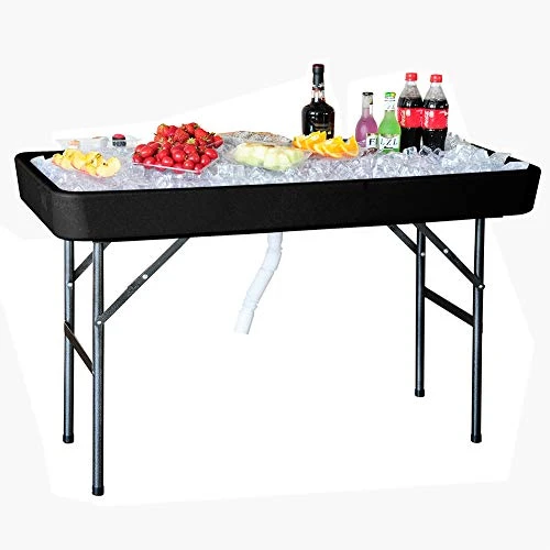 Modern Home 4' Portable Folding Party Ice Bin Table With Skirt - Black - Image 2