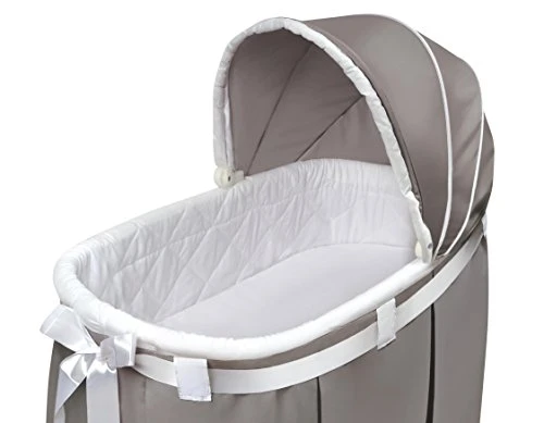 Wishes Oval Rocking Baby Bassinet With Bedding, Storage, And Pad - Image 3