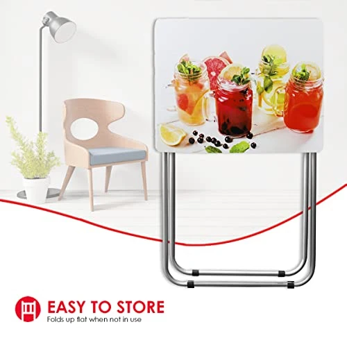 Home Basics TT39161 Foldable TV Tray Table, 19.0 X 15.0 X 26.0, Cocktails (White) - Image 3