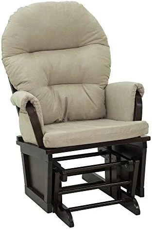 HOMCOM Nursery Glider Rocking Chair With Ottoman, Thick Padded Cushion Seating And Wood Base, Brown - Image 9