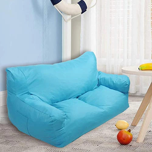 Dporticus Double Mini Lounger Sofa, Bean Bag Chair Self-Rebound Sponge Double Child Seat 51" X 32" X 18" Blue - Image 4