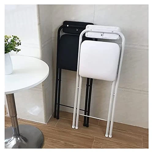 UDHSV Collapsible Bar Chairs With Backrest Footrest,Folding Bar Stools Padded,bar Stools With Back,Folding Tall Bar Stools For Kitchen Gameroom,White,29.5in - Image 3