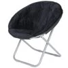 SUPER DEAL Folding Saucer Chair, Adults Kids Portable Faux Fur Saucer Chair For Living Room Dorm Room Apartment, Black