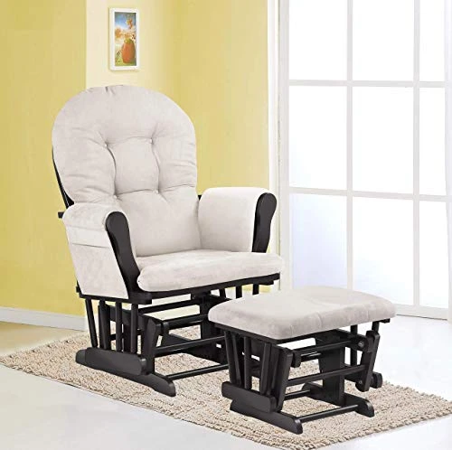 REJOICE HOME Atoll Glider With Ottoman, Black/Beige - Image 2