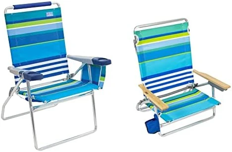 Rio Brands Rio Beach 4-Position 17" Tall Folding Beach Chair - Stripe, 17" Extended Height 4 Position Folding Beach Chair - Image 9