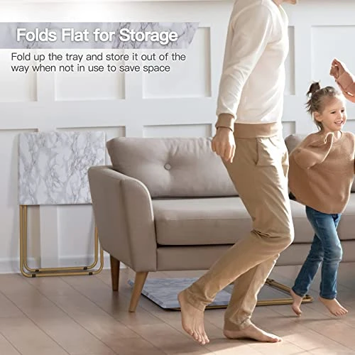 HUANUO Folding TV Tray Table -Stable Tray Table With No Assembly Required, TV Dinner Tray For Eating, Foldable Snack Tables For Bed & Sofa (Marbling) - Image 4