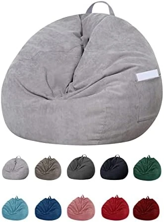 SANMADROLA Stuffed Animal Storage Bean Bag Chair Cover (No Filler) For Kids And Adults.Soft Premium Corduroy Stuffable Beanbag For Organizing Children Plush Toys Or Memory Foam Extra Large 300L (Grey) - Image 11