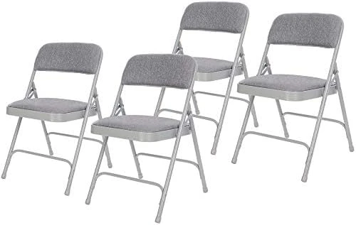 OEF Furnishings Deluxe Fabric Upholstered Double Hinge Premium Folding Chairs, Grey - Image 9