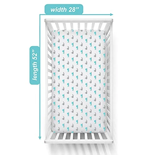 American Baby Company Natural Breathable Printed 100% Cotton Jersey Knit Fitted Crib Sheet For Standard Crib And Toddler Mattresses, Whale, For Boys And Girls - Image 2