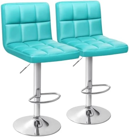 Homall Bar Stools Modern PU Leather Adjustable Swivel Barstools, Armless Hydraulic Kitchen Counter Bar Stool Synthetic Leather Extra Height Square Island Barstool With Back Set Of 2(Black) - Image 8