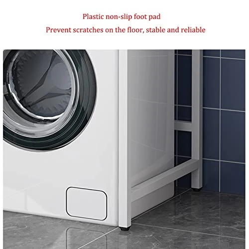 Bathroom Storage Shelves,Washer Storage Frames Floor Standing Punch Free Suitable For Over Toilet High Temperature Steel Balcony Washinghine Shelf Roller Bracket/Black/a - Image 5