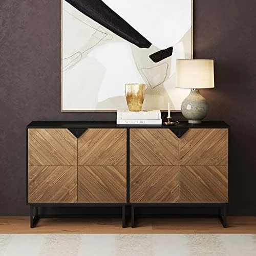 Nathan James Modern Storage, Buffet, Sideboard, Free Standing Accent Cabinet For Hallway, Entryway Or Living Room, 1, Walnut Brown/Black - Image 10