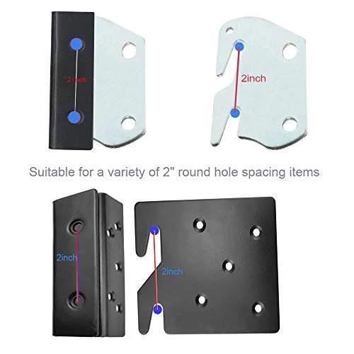 MEICOCO Bed Frame Hardware, Bed Post Double Hook Slot Hardware Attachment Bracket,Bed Frame Brackets For Wooden Bed Bed Rail Hooks Plates - Image 2