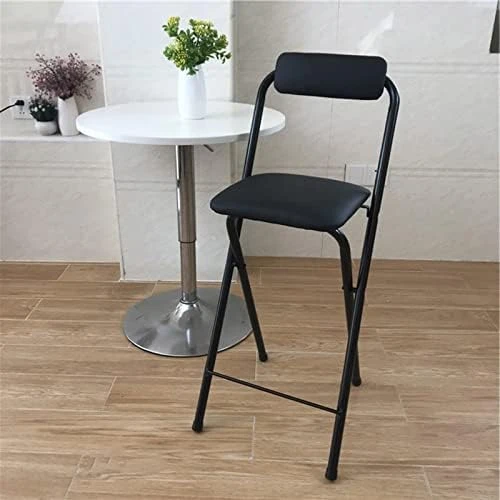 KUANGPAISI Foldable Bar Stools With Backrest,Leather Padded Counter Tall Folding Stool,Portable Folding Stool Tall Bar Stools For Outdoor Kitchen Shop Cafe,seat Height 25.5inch(Black/White) - Image 6