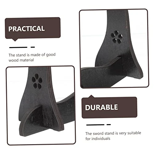 Zerodeko Storage Handicraft Flute Swords Hanger Samurai Holder Katana Rack Table Single Office Wizard Home Wand Wooden Brown Decorative Shelf Collection Organizer 5pcs - Image 2