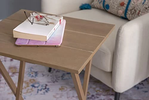 Linon Acacia Grace Tray Table Set, Driftwood - Image 4