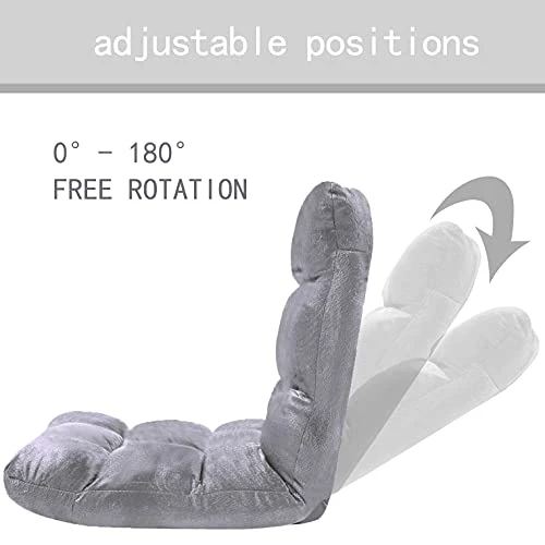 FLOGUOR Indoor 5-Position Adjustable Floor Chair With Back Support Folding Padded Gaming Sofa Chair, Lounge Chair For Adults Video Gaming, Perfect For Meditation, Reading, Beige QL050-GR