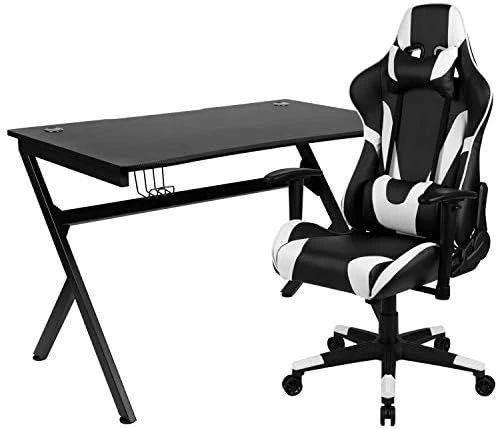 Flash Furniture Red Gaming Desk With Cup Holder/Headphone Hook & Red Reclining Back/Arms Gaming Chair With Footrest - Image 5