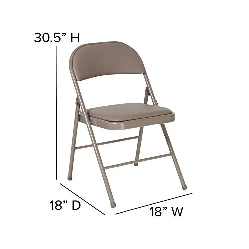 Flash Furniture 4 Pack HERCULES Series Double Braced Gray Vinyl Folding Chair - Image 3